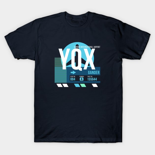 Gander (YQX) Airport // Sunset Baggage Tag T-Shirt by Now Boarding